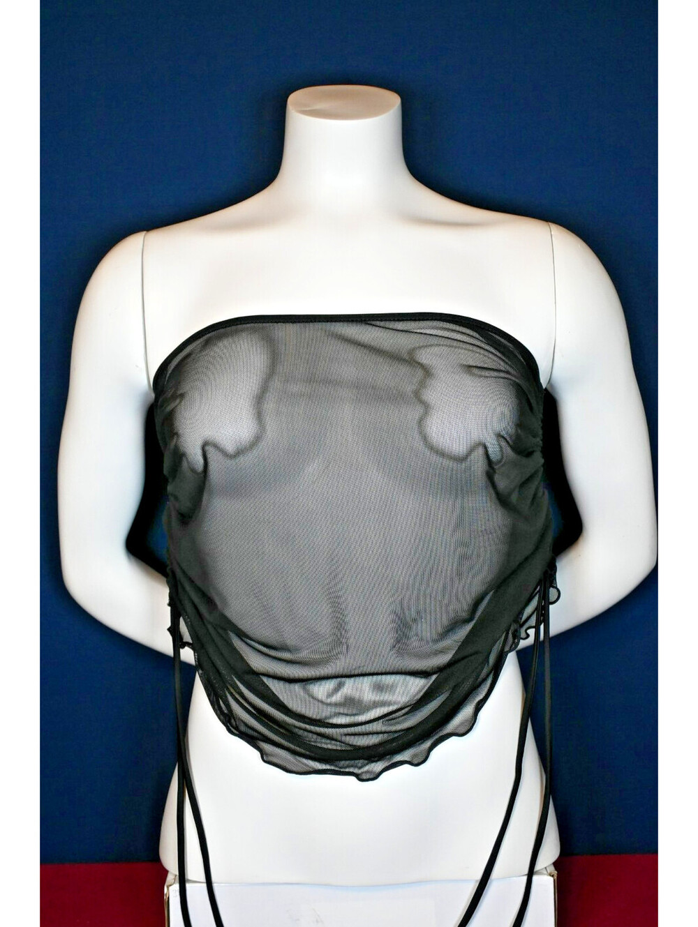 No Bouindaries Womens Mesh Ruched Strapless Tube Top Size L(11-13)